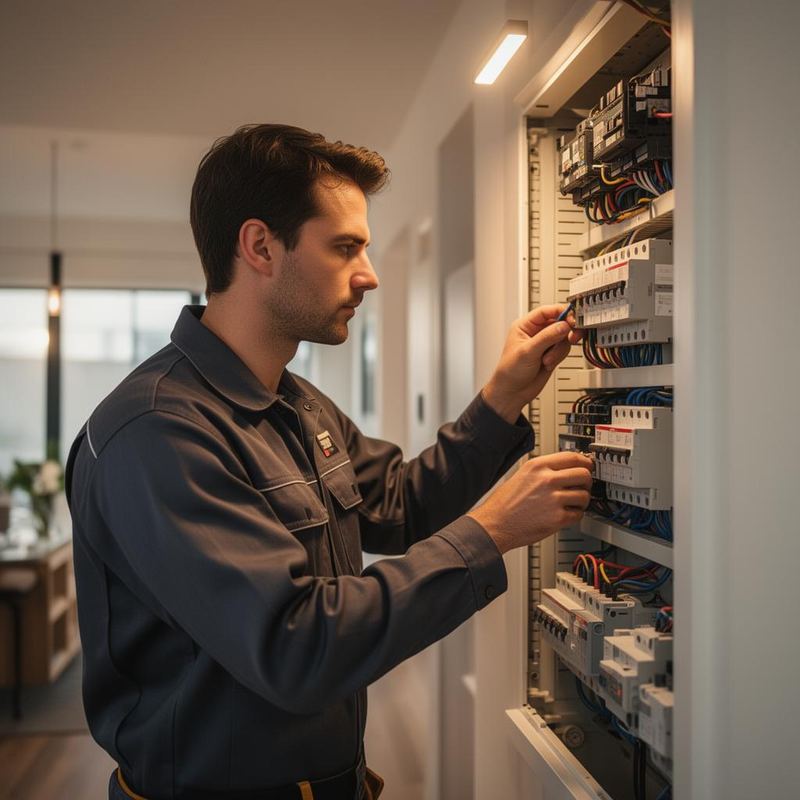 Elektrikář při práci na rozvaděči